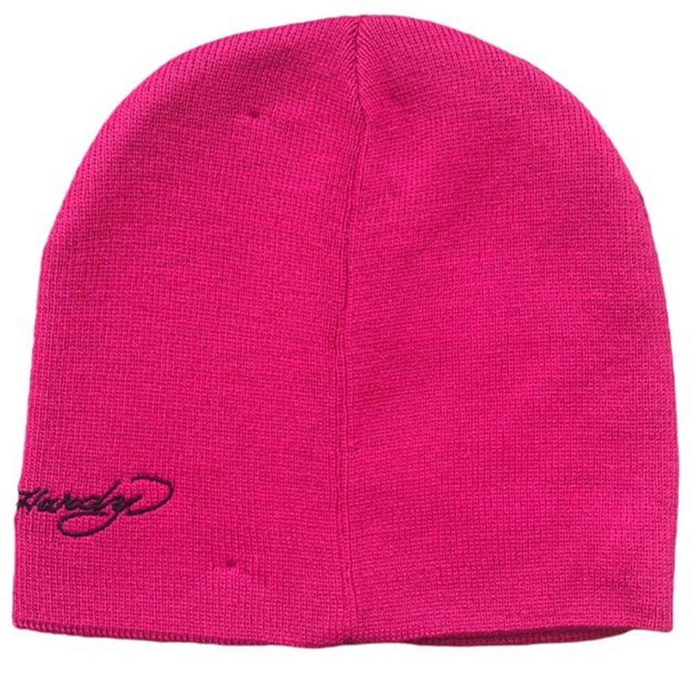 Don Ed Hardy Embellished & Embroidered Japanese Women Beanie - Hot Pink - Picture 2 of 4